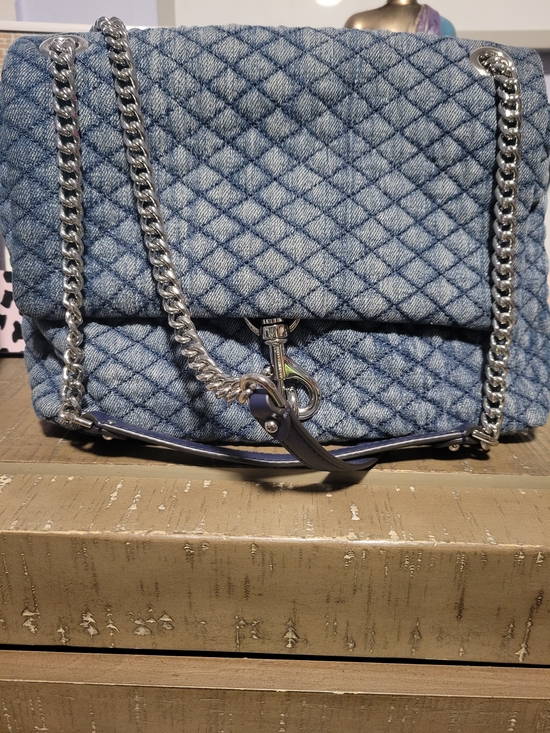 Rebecca Minkoff Handbags - Rebecca Minkoff Quilted Denim Shoulder Bag with Silver Chain